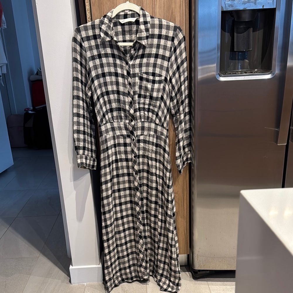 Plaid Button-Down Maxi Dress
